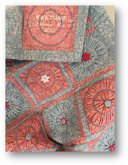 A close up of a quilt

Description automatically generated